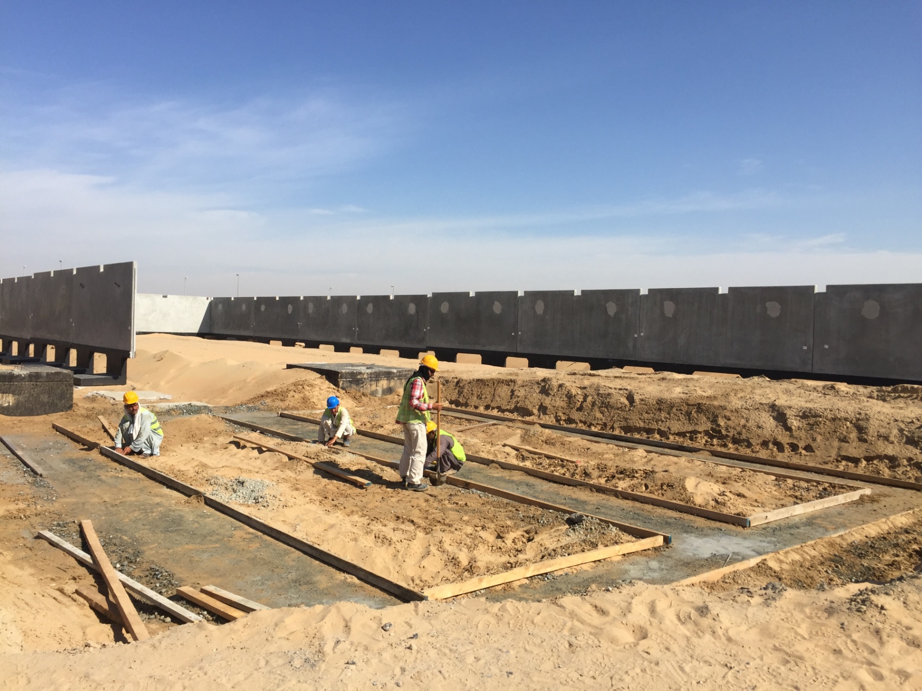 Precast Boundary Wall Foundations - USF GRAND Constructions LLC project site in UAE