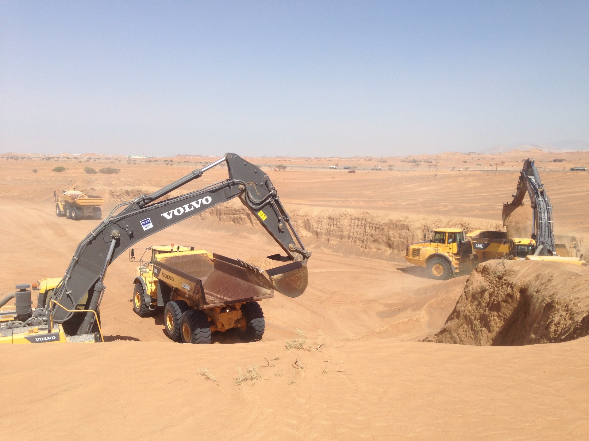 Volvo Excavator Fleet — Desert UAE - USF GRAND Constructions LLC project site in UAE